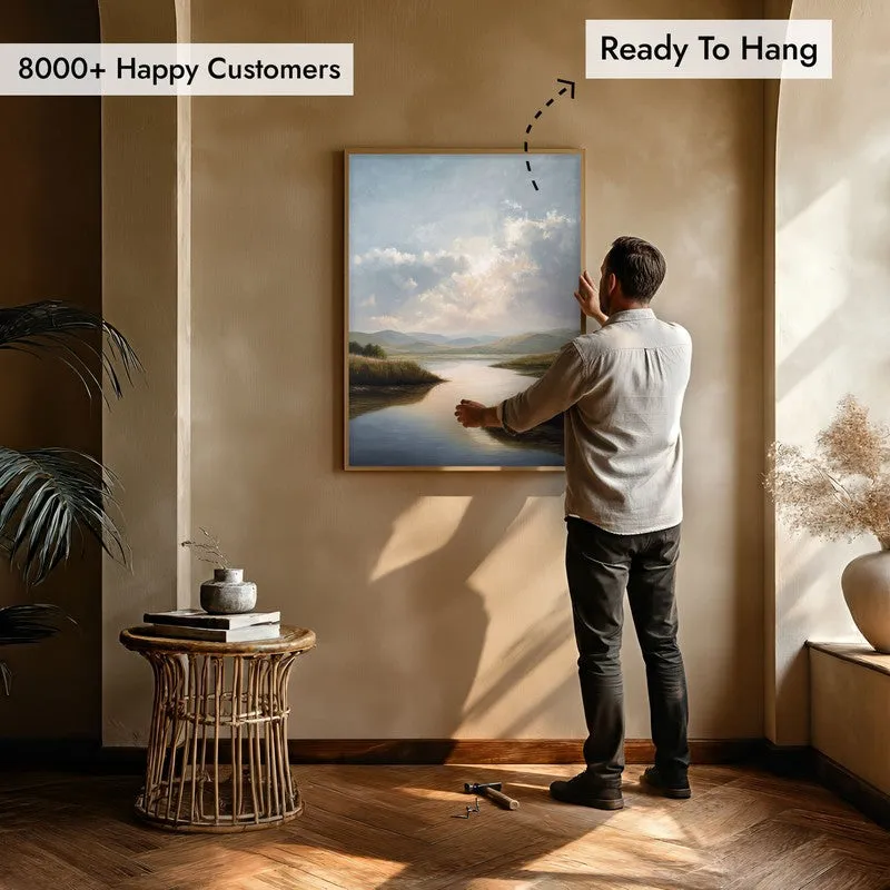 Pastel Horizons Archival Paper Wall Painting With Brown Frame media 5