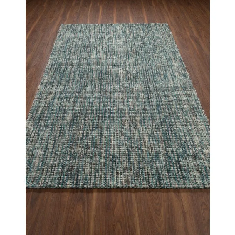 Artistry Threads Hand Woven Wool Rug - Sea Blue & Brown media 3
