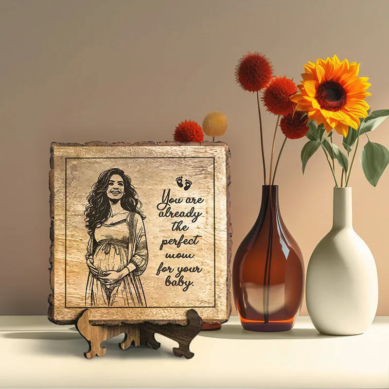 Perfect Mom For Your Baby Wood Showpiece - Square media 1