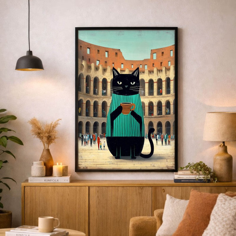 Nomadic Cat Wall Painting With Frame