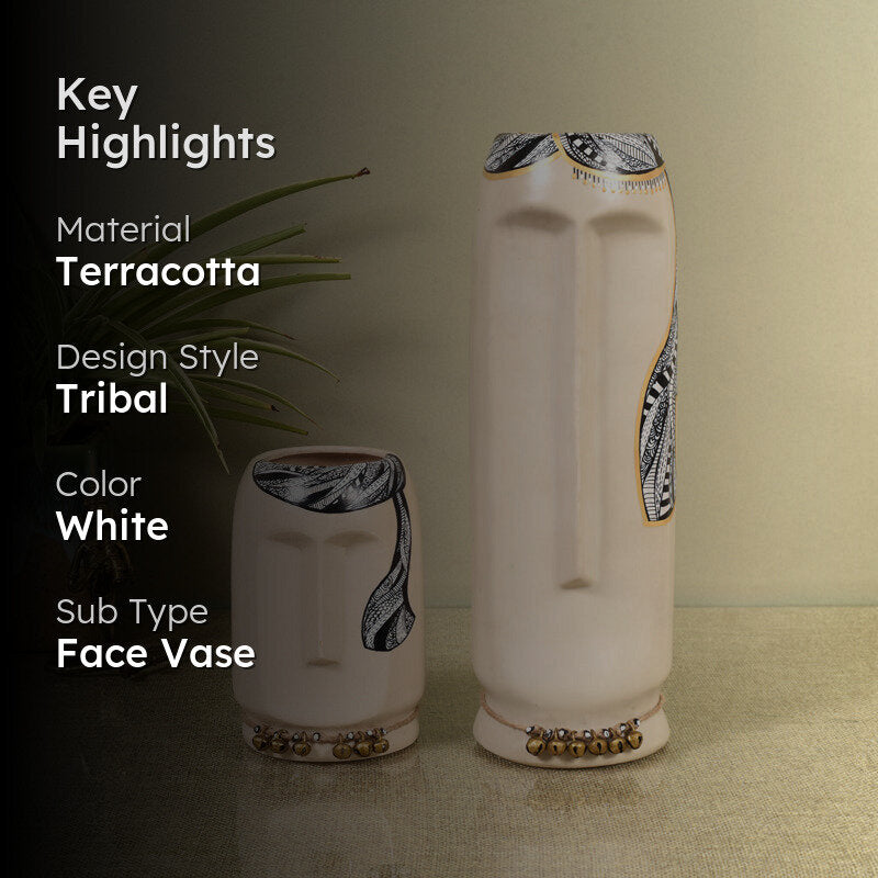 Ilasia Tribal Vase (White) - Set Of Two media 2