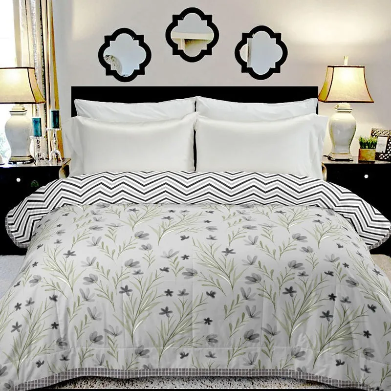 Bansuri Bliss Floral Cotton Dohar (Grey) - 210 TC media 1