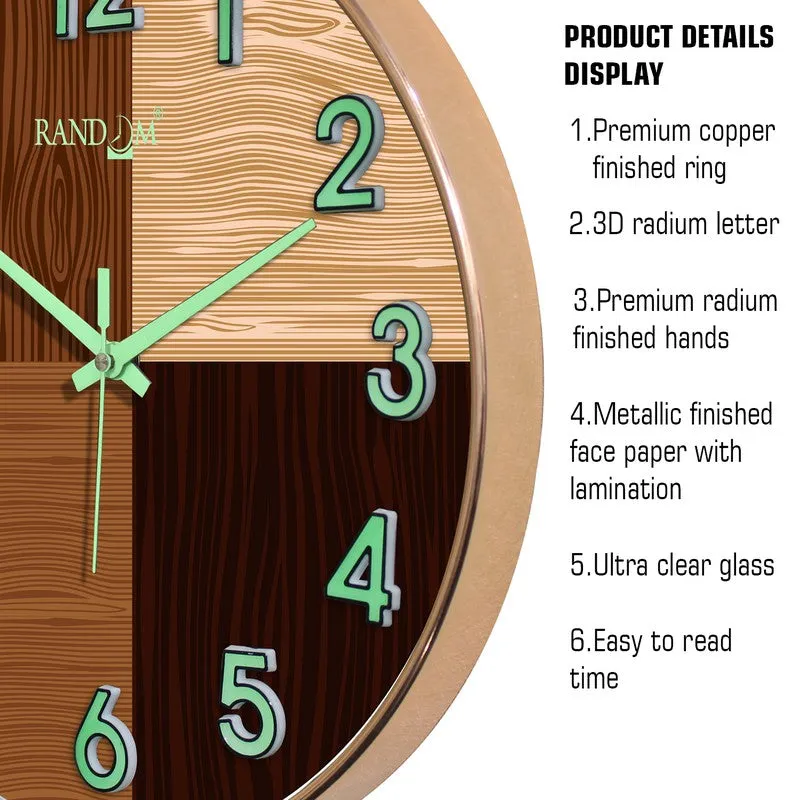 Oaklyn Round Modern Plastic Wall Clock - Brown media 6