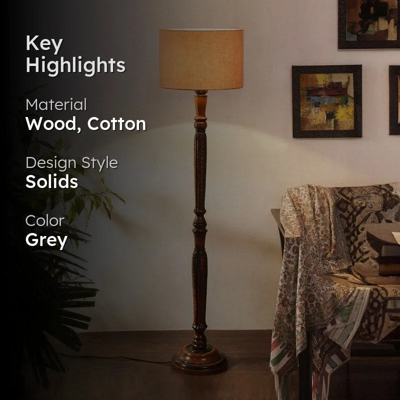 Biya Vintage Wooden Floor Lamp - Grey media 2