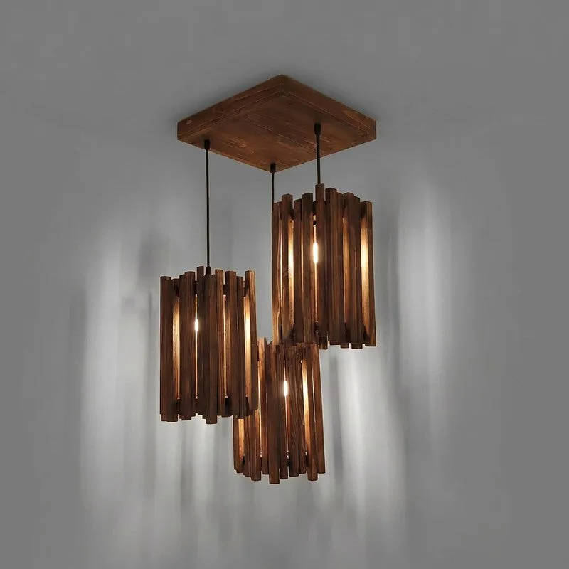 CageLine Wooden Ceiling Lamp - Brown media 6