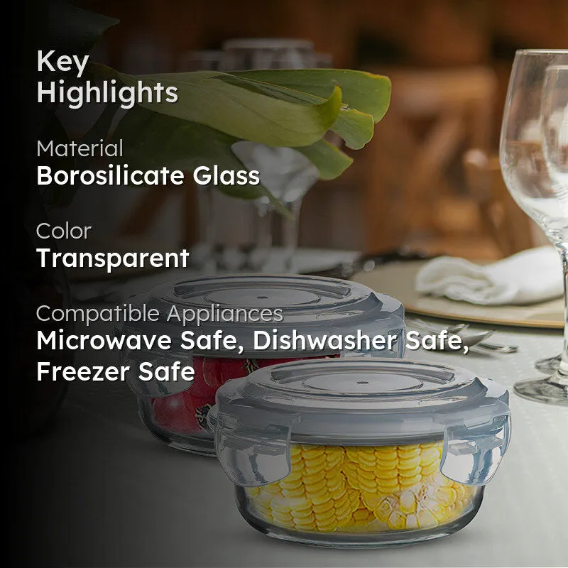 Bergner Glass Guard Airtight Glass Tiffin Box (White/400 mL) - Set Of Two media 2