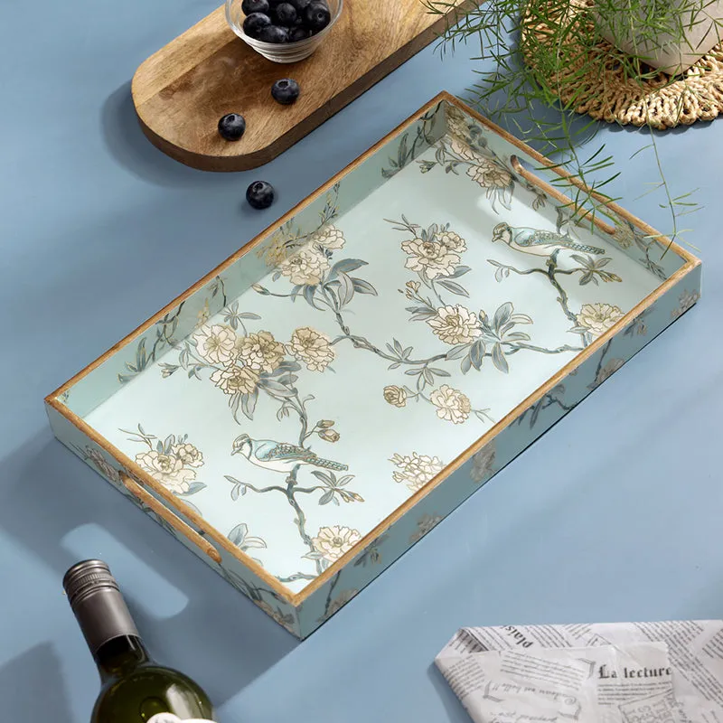 Ketaki Enamel Coated Serving Tray - Aqua Green - 1