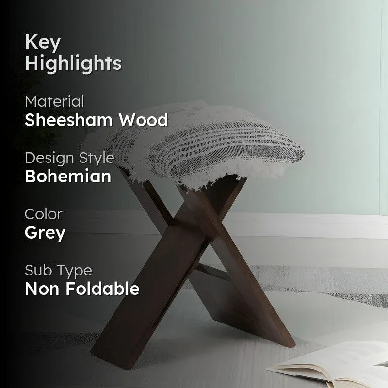 Gavro Sheesham Wooden Bench - Grey media 2