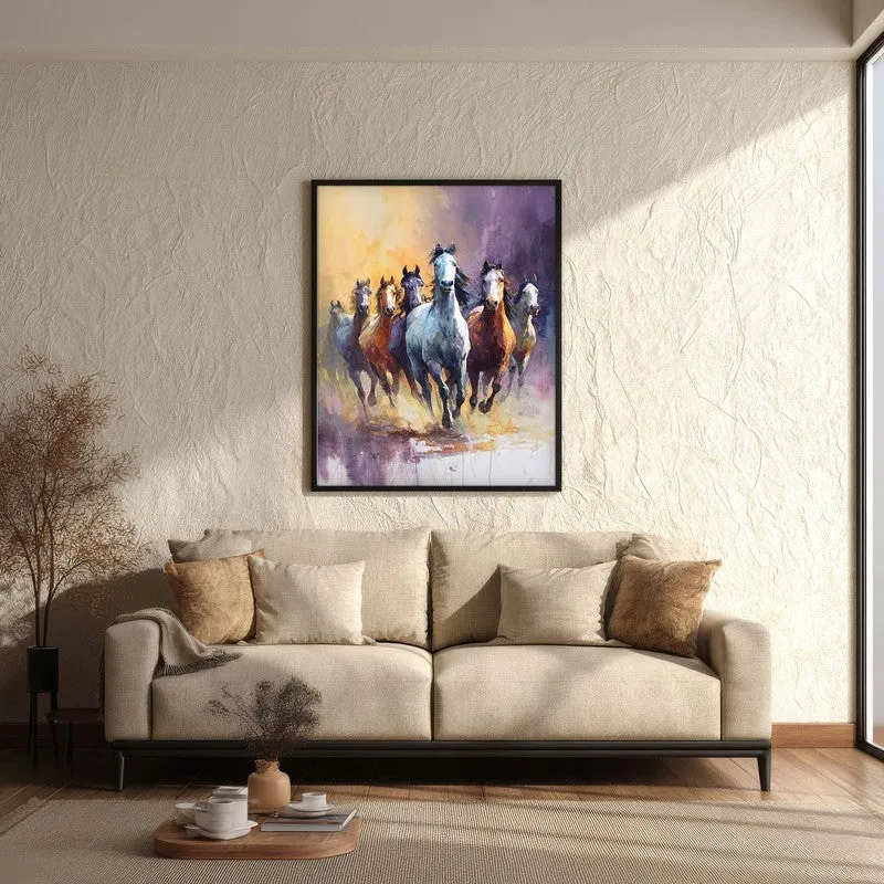 Untethered Horse Wall Painting With Black Frame media 3