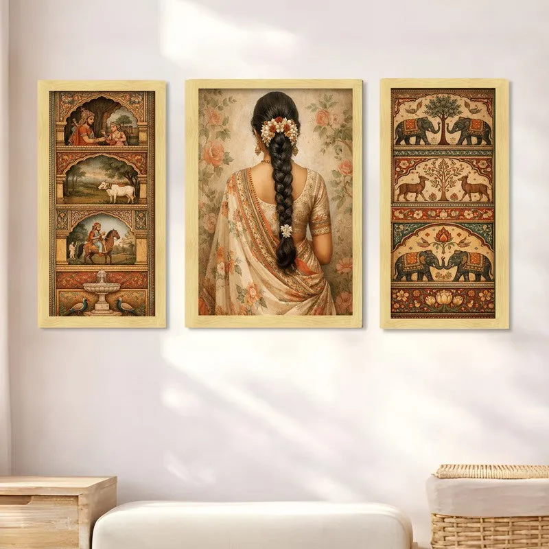 Ethnic Muse Wall Art With Frame - Set of Three media 4
