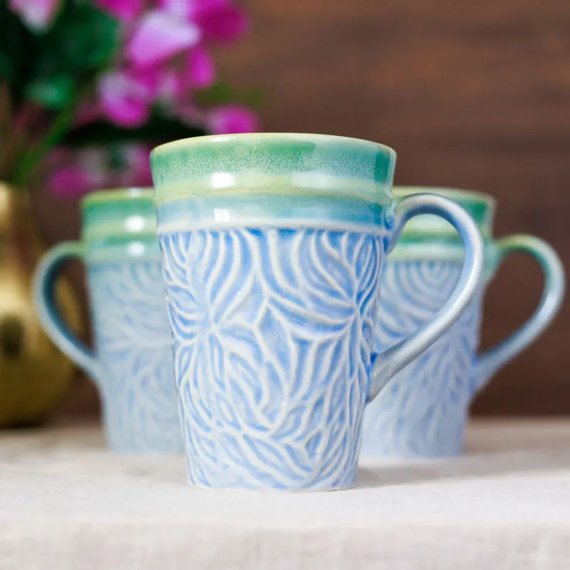 Ceramuse Ceramic Coffee Mug (300 mL Each/Light Blue) - Set of Four media 5