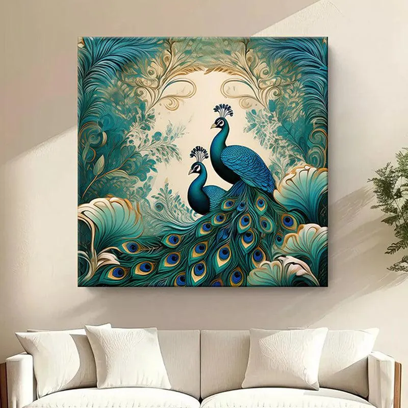 Graceful Peacocks Poly Canvas Wall Painting media 1