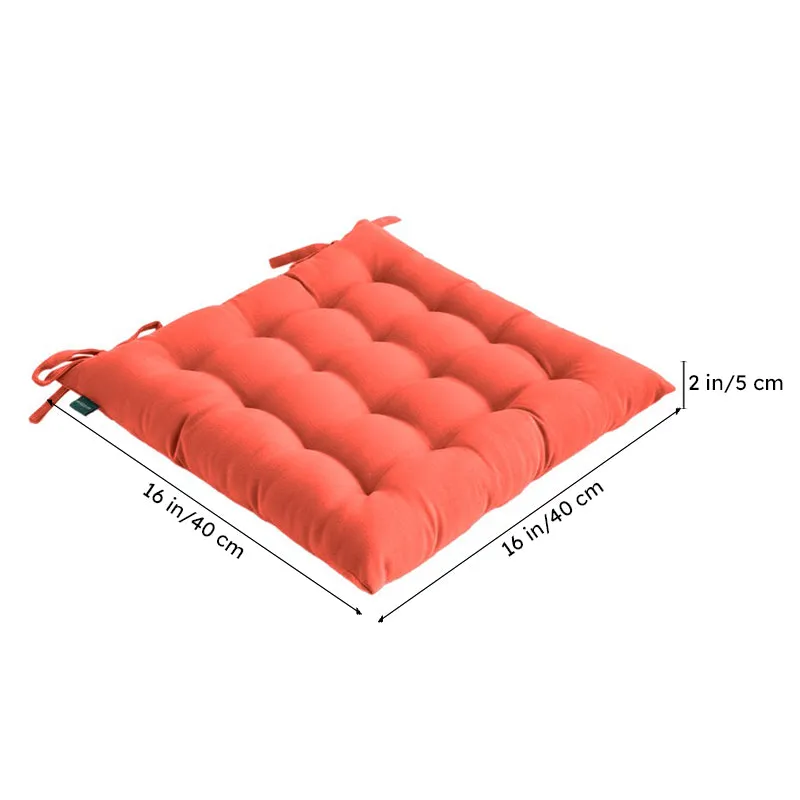 Savra Cotton Chair Pad (Orange) - Set Of Two media 9