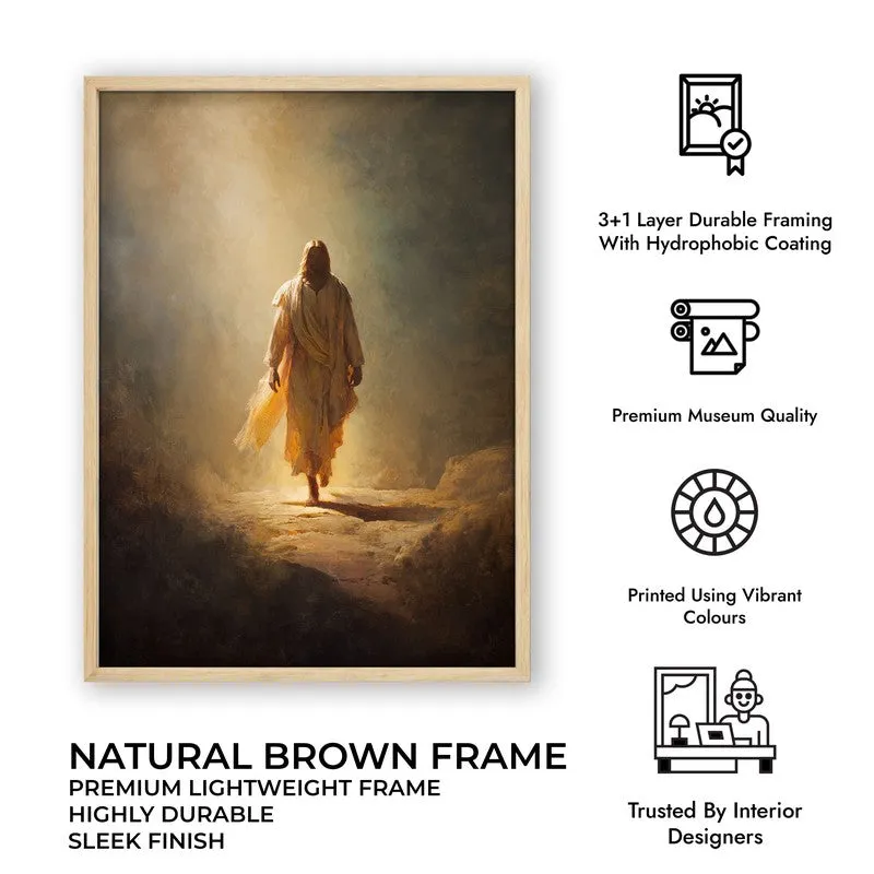 Heavenly Path Archival Paper Wall Painting With Brown Frame media 7