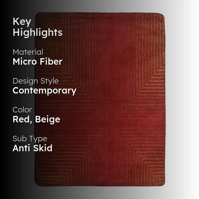 Grivon Abstract Micro Fiber Area Rug - Red,Beige media 2