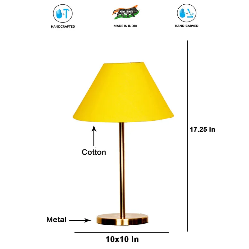 Glow Mesa Cotton & Metal Table Lamp (Empire) - Yellow,Gold media 4