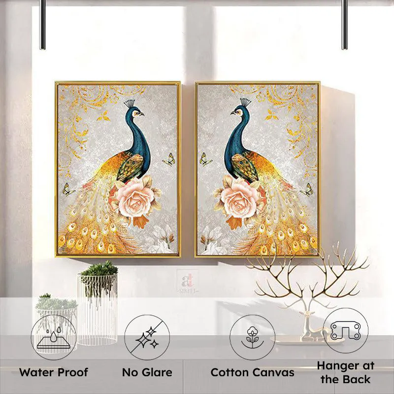 Peacock Duo Dream Wall Painting - Set Of Two media 5