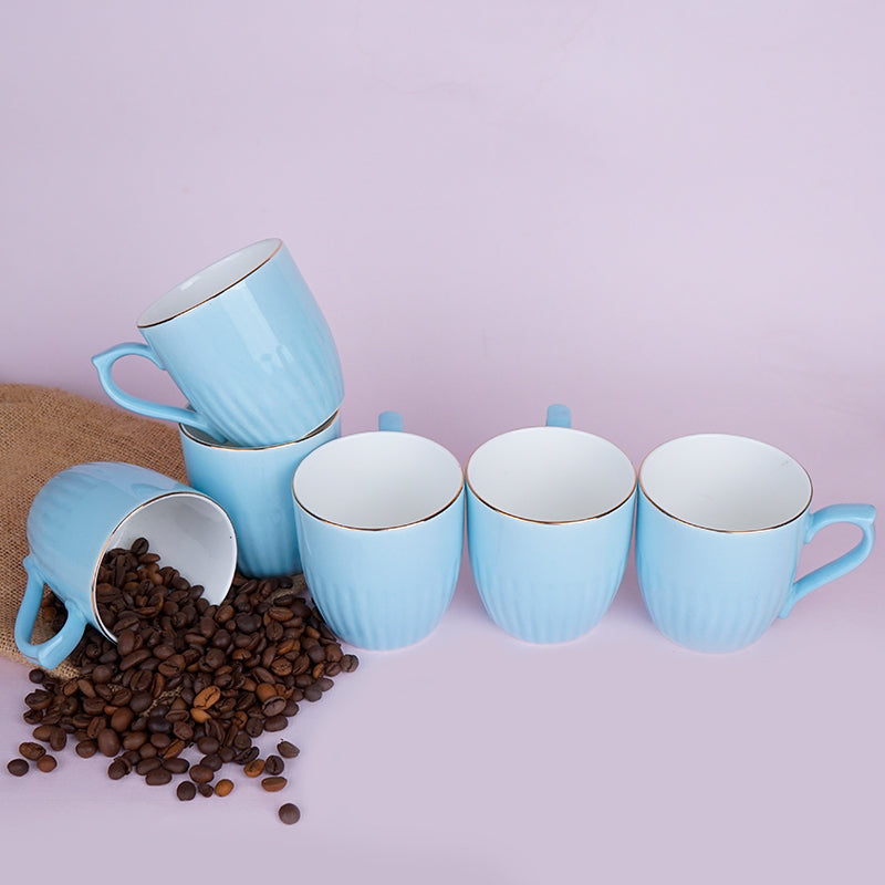 Glimo Porcelain Tea Cup (200 mL Each)/Blue)-  Set of Six media 3