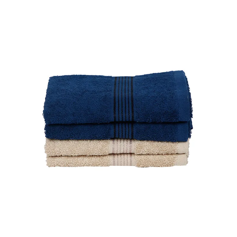 Eva Quick Dry Hand Towel (Taupe & Navy Blue) - Set Of Four media 5