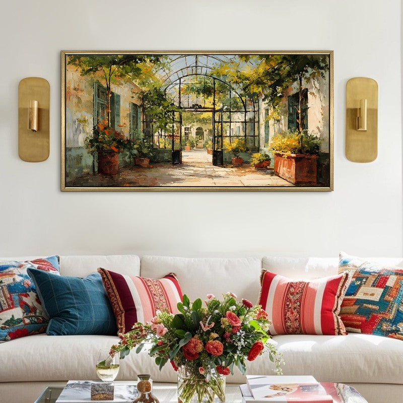 Sunlit Europe Greenhouse Courtyard Wall Art