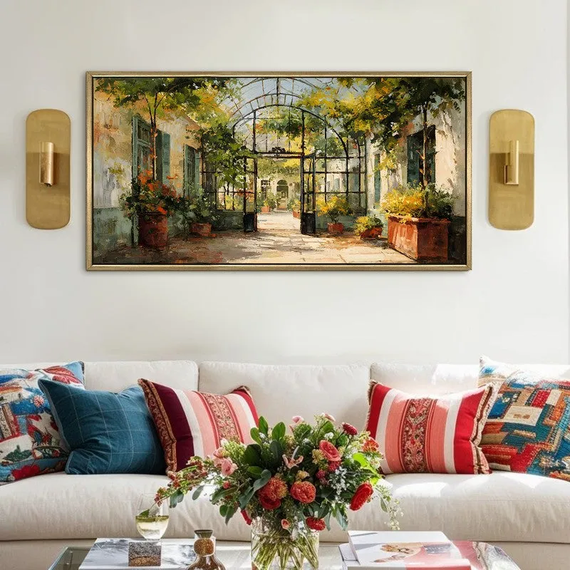 Sunlit Europe Greenhouse Courtyard Wall Art media 1