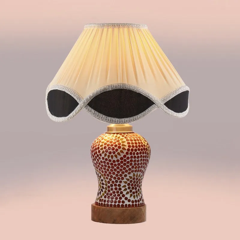 Aranya Arc Pleated Wooden Table Lamp - Multicolor media 6