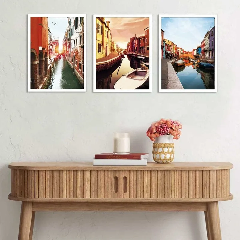 Riverlane Paper Wall Painting With MDF Frame - Set Of Three media 4