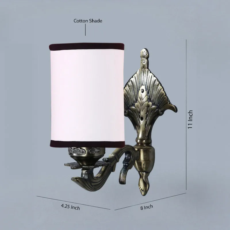 Magda Masique Cylindrical Fabric & Metal Wall Lamp - White & Black media 4