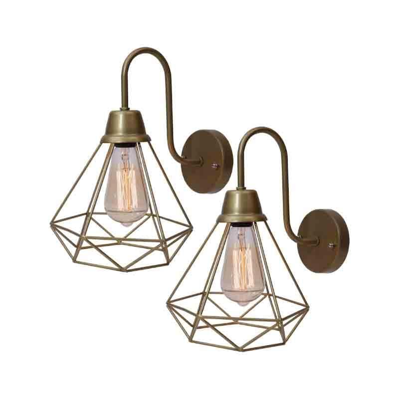 Dapper Diamond Metal Wall Lamp (Gold) - Set Of Two media 4
