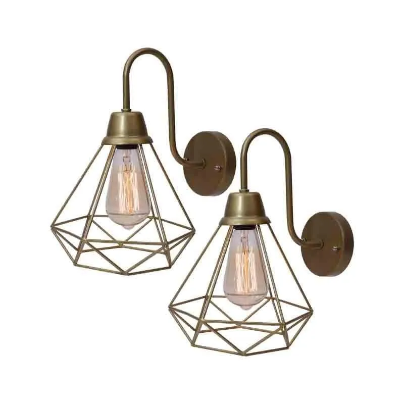 Dapper Diamond Metal Wall Lamp (Gold) - Set Of Two media 4