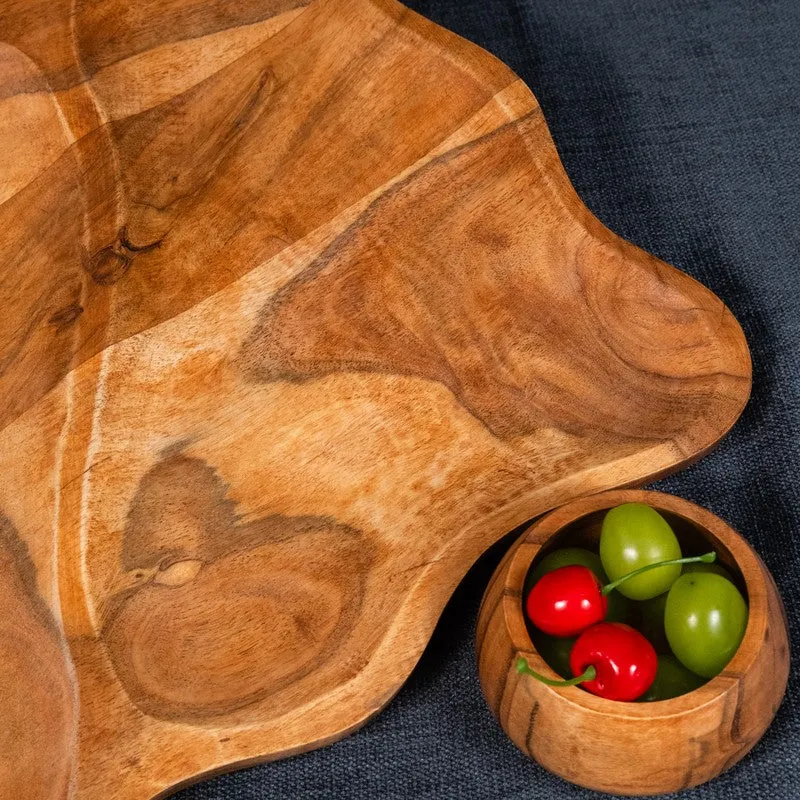 Labyrinth Wood Serving Platter with Dip Bowl - Two Piece Set media 8