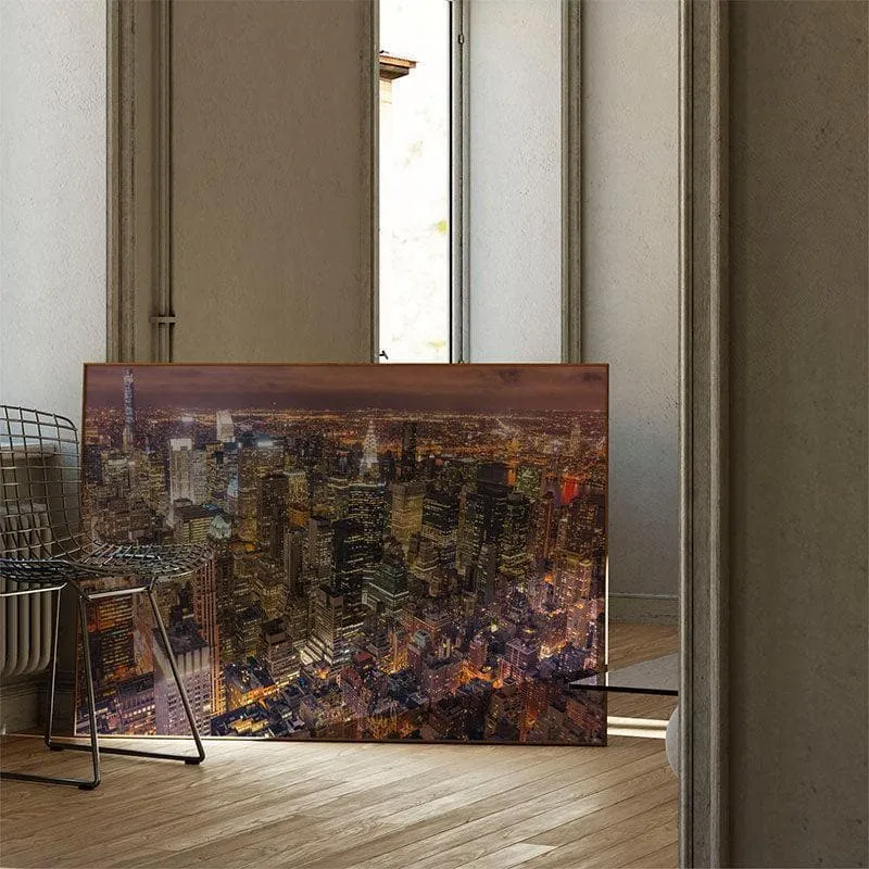 NYC Night Life Art Canvas Painting - Black Frame media 3