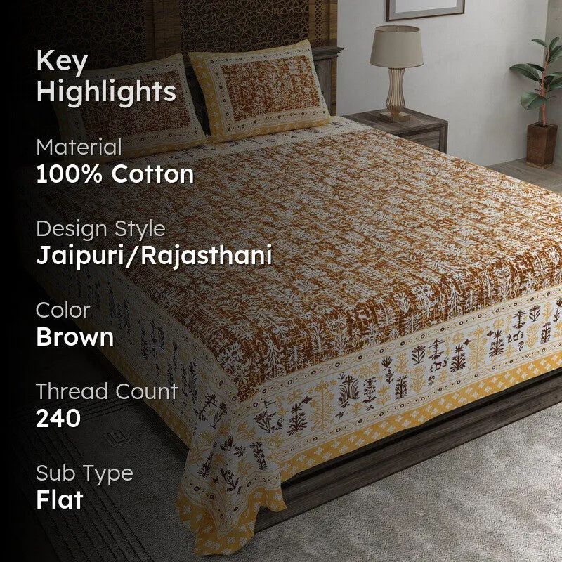 Arton Cotton Bedsheet (Brown) - 240 TC media 2