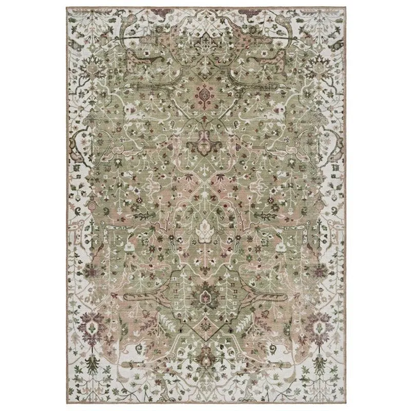 Ruba Ethnic Polyester Carpet - Olive Green media 1