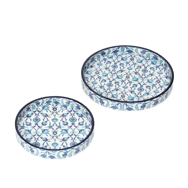 Indigo Florets Circular Serving Tray - Set Of Two media 4