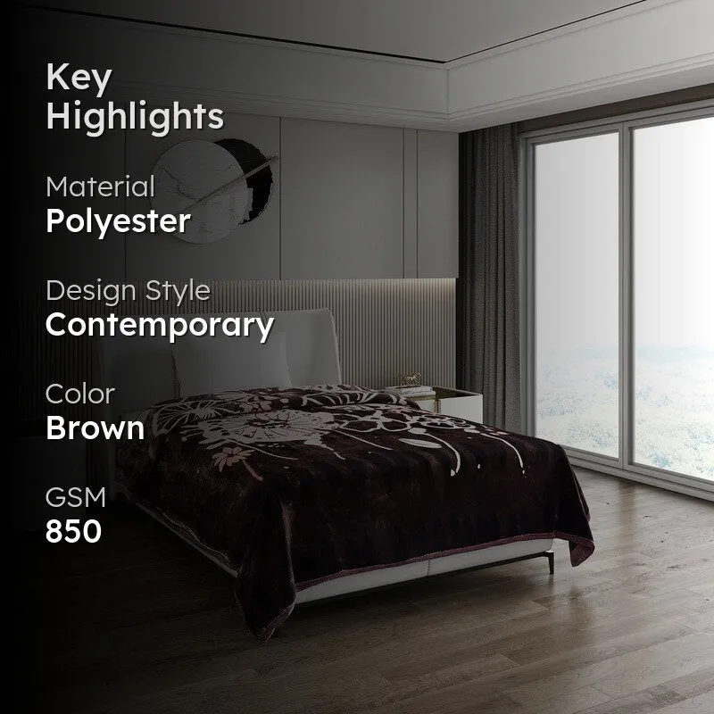 Monte Carlo Midnight Blossom Blanket (Brown)- 850 GSM media 2