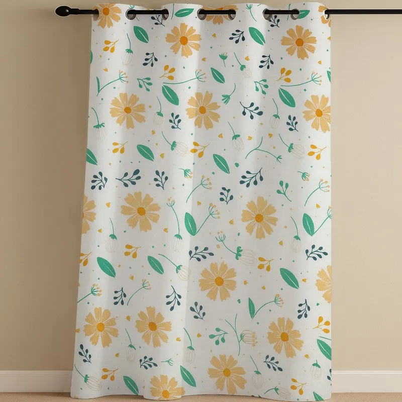 BloomSpry Cotton Curtain - Green,Orange media 4