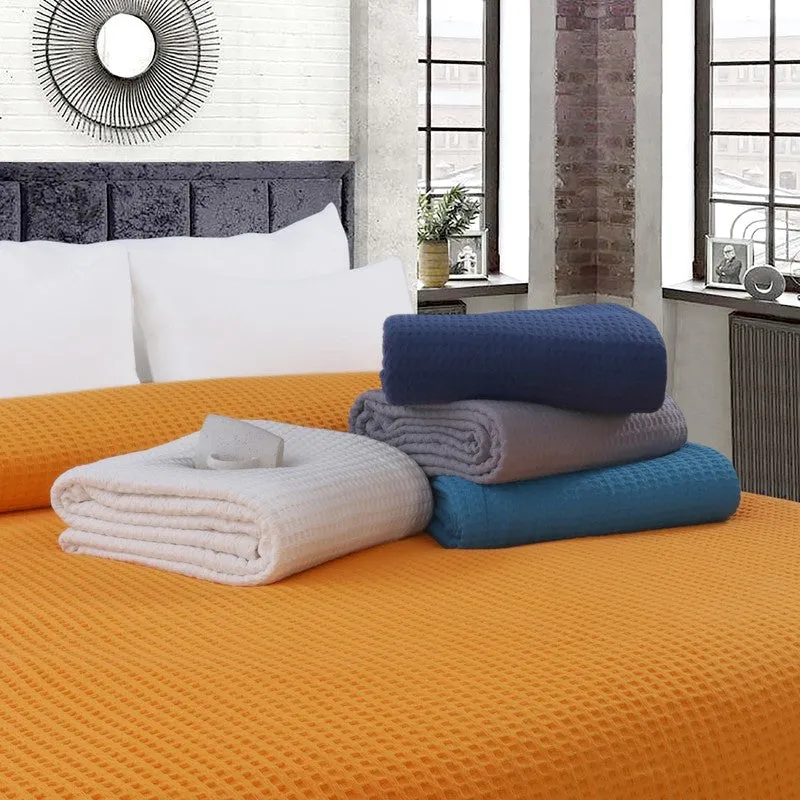 Axitra Wafel Weave Cotton Blanket - Yellow media 9