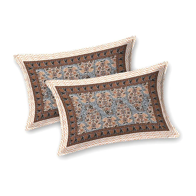 Artor Cotton Bedsheet (Brown,Grey) - 240 TC media 4