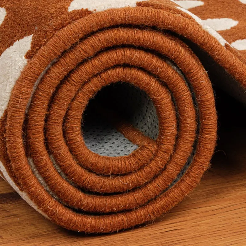 Elatus Hand Tufted Abstract Wool & Nylon Carpet - Brown & Beige media 5