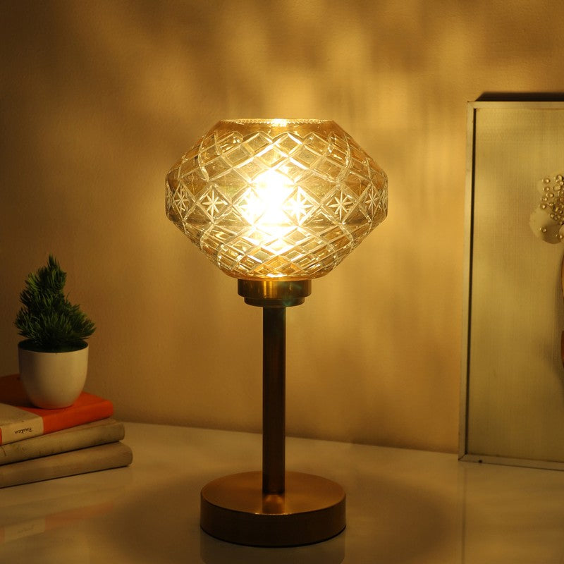 Loriella Elegant Mild Steel Table Lamp - Gold,Transparent media 3
