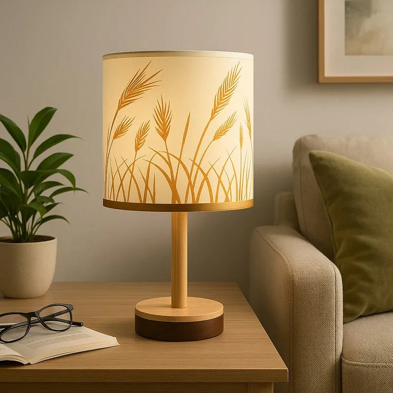 Grainix Wooden Fabric Table Lamp - Beige,Brown media 3