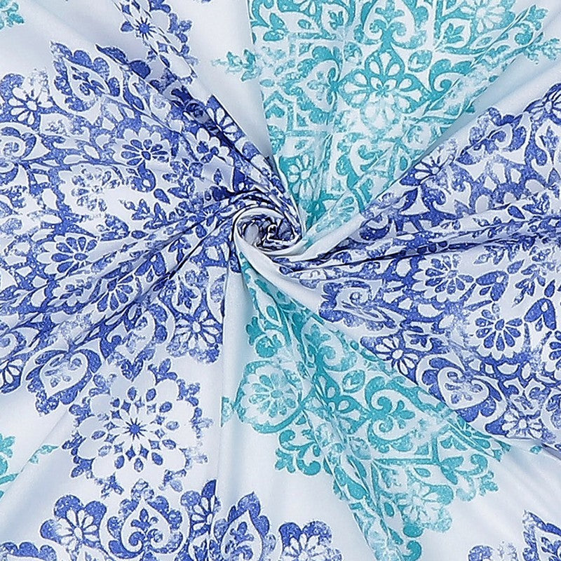 Monte Carlo Dio Mandala Cotton Bedsheet (White,Blue) - 104 TC media 9