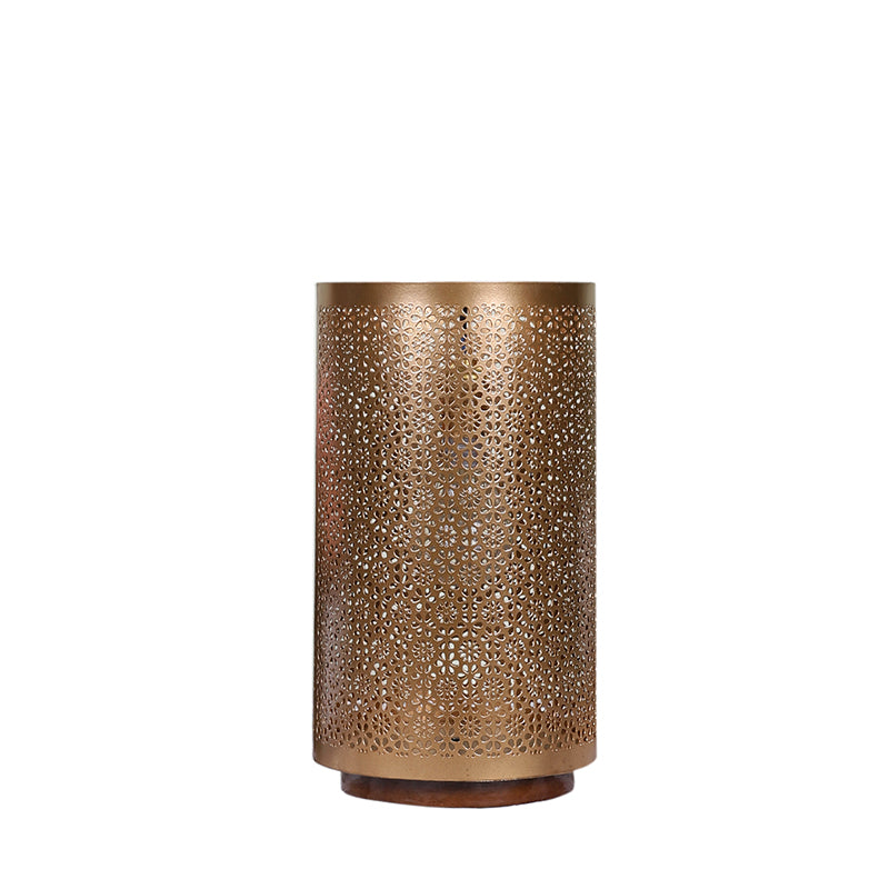 Navya Metal Table Lamp With Brown Base - Gold media 3