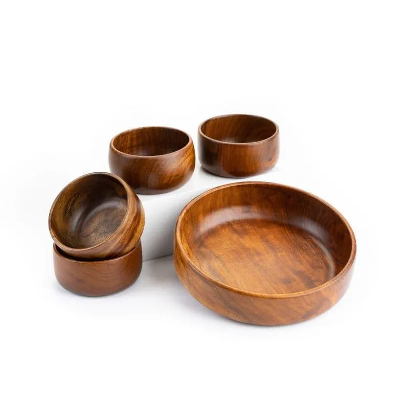 Lonara Wooden Bowl - Five Piece Set media 1