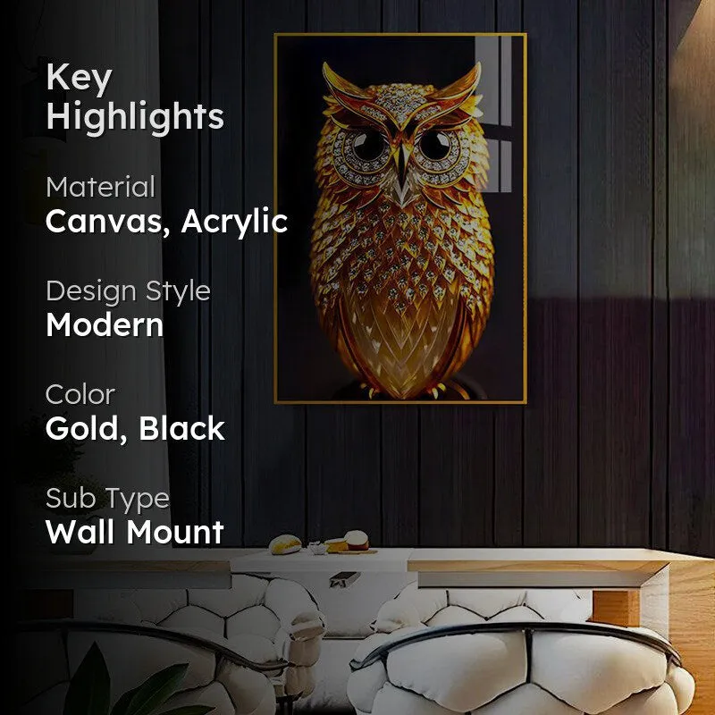 Onyx Gaze Modern Canvas Wall Art With Frame - Gold media 2