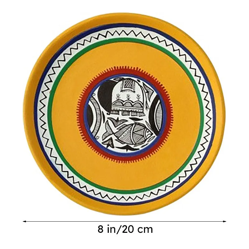 Niara Handpainted Wall Plate (Yellow) - Set Of Two media 8