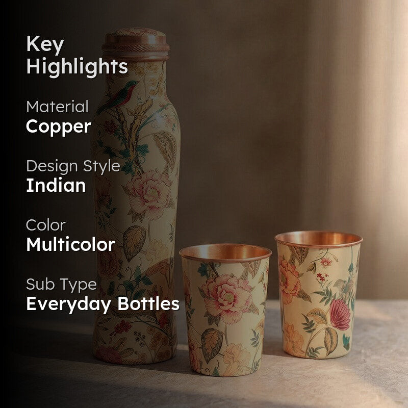 Rustic Realm Copper Bottle with Glasses - Three Piece Set media 2