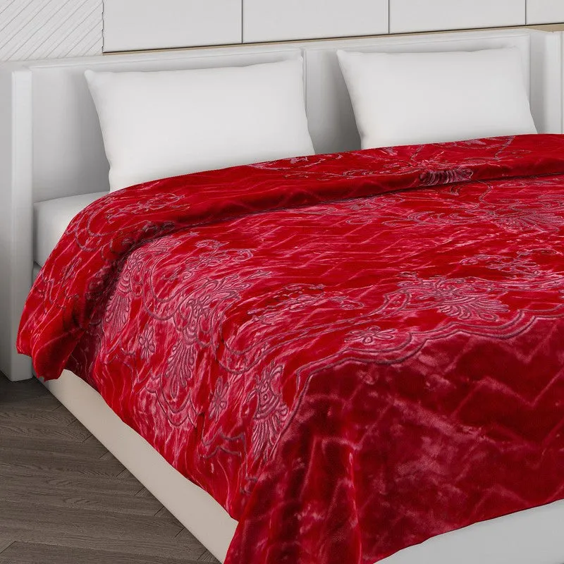 Monte Carlo Autumn Embrace Blanket (Red) - 950 GSM media 4
