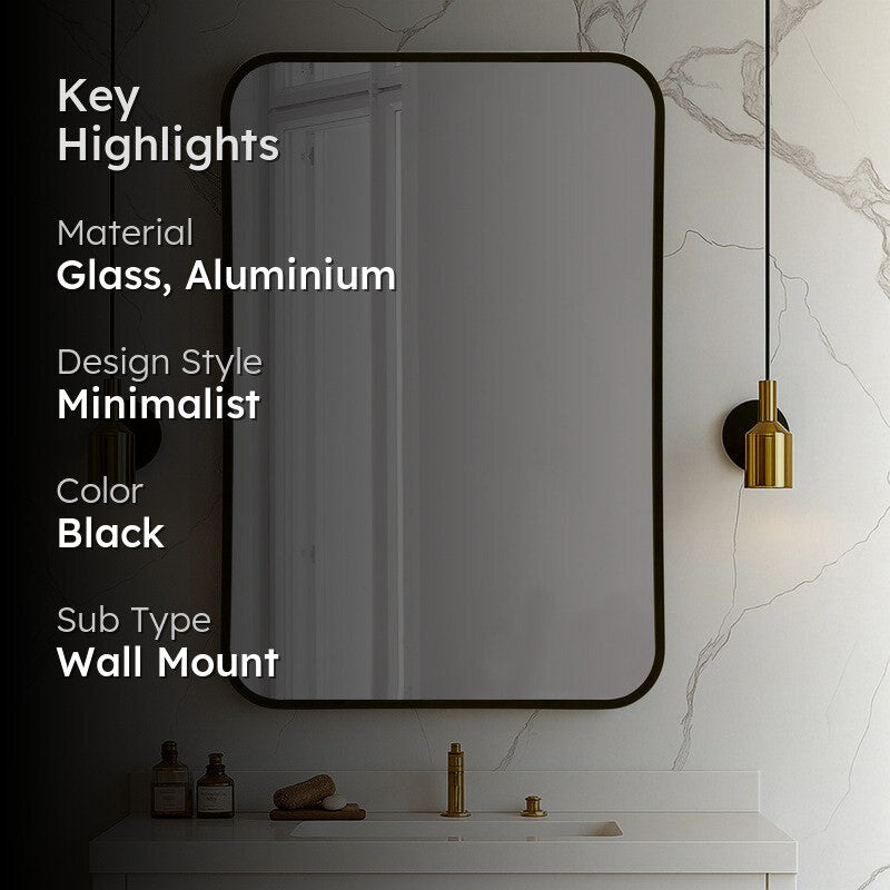 Gleamora Wall Mirror With Aluminium Frame - Black media 2